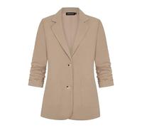 LADI TREND Chic Ladies 3/4 Ruched Sleeve Cotton Linen Lightweight Blazer Summer Outerwear Top Jacket Suits Engagement Cocktails Parties (Khaki S)