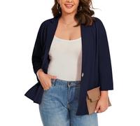 LADI TREND Ladies 3/4 Sleeve Plus Size Summer Lightweight Jackets Half Lined Dark Bule Job Casual Womens Blazers Stretch Breathable Outerwear (Navy Blue 4XL)