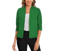 LADI TREND UK Suits Blazers Lightweight Smart Blazers for Parade Opera and Theater 3/4 Sleeve Open Front for Women Cardigans Blazer Front Lined(Green L)