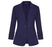 LADI TREND Women Blazer Jacket Elegant Notched Lapel for Formal Occasions Tops Coat Outerwear (Navy L)