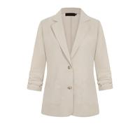 LADI TREND Womens 3/4 Ruched Sleeve UK Elegant Blazers Cotton Linen Jackets Suits Summer Lightweight Outerwear Top Suits Church Services Proms (Beige XXL)
