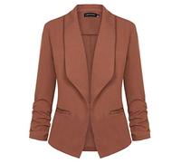 LADI TREND Women's Blazer Long Sleeve Open-Front Cardigan Work Office Jacket Blazers (Brown XXL)