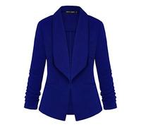 LADI TREND Women's Blazer Long Sleeve Open-Front Cardigan Work Office Jacket Blazers (Royal Blue XXL)