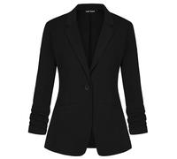 LADI TREND Womens Blazer Suit One Button Suit Notched Lapel Jacket Elegant Formal (Black，Small)
