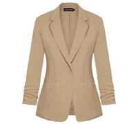 LADI TREND Women's Elegant Blazer Suit Notched Lapel Jetted Pockets for Weddings and Parties (Khaki M)