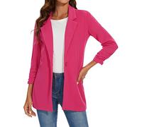 LADI TREND Womens Lapel Suit Blazer Long Sleeve Solid Formal Suit Jacket Office Cardigan Coat (Hot Pink S)