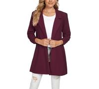 LADI TREND Womens Lapel Suit Blazer Long Sleeve Solid Formal Suit Jacket Office Cardigan Coat (Wine Red S)