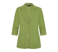 LADI TREND Womens Lightweight 3/4 Ruched Sleeve Unlined Cotton Linen Blazer Outerwear Summer Jackets Suits Church Services (Green L)