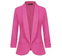 LADI TREND Women's Long Sleeve Blazer Open Front Jacket Suit Plain Work Office Tops Coat Outerwear (Rose Pink M)