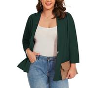 LADI TREND Womens Plus Size Green Blazers Jackets Casual Summer Lightweight 3/4 Sleeve Suit Business Blazer for Dating Meeting (Green 3XL)