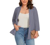 LADI TREND Womens Plus Size Grey Blazers Jackets for Women UK, 3/4 Sleeve Summer Lightweight Business Suit Blazer, Casual, for Job Interviews (Grey 5XL)