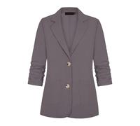 LADI TREND Womens Unlined Cotton Linen Blazer 3/4 Ruched Sleeve Lightweight Outerwear Summer Jackets Suits Church Services (Grey L)