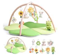 LADIDA Baby Play Mat & Activity Gym, Larger Four-Leaf Clover Shaped Tummy Time Mat Suitable for Babies 0-36 Months (Green)