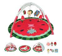 LADIDA Baby Play Mat & Gym, 3-in-1 Watermelon Tummy Time Mat, Oversize Baby Playmat for Babies with Sunshade Canopy, Non-Slip Washable Baby Mat, for Newborn, Suitable from Birth