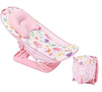 LADIDA Foldable Baby Bath Seat, Newborn Bath Seat with Adjustable Position, Collapsible Travel Bathtub for Infants 0-24 Months (284 Pink Bather)