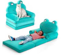 Ladida Foldable Kids Baby Toddler Sofa Lounger Cute Animal Design Soft Comfy (Green Frog)