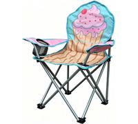 LADIDA Kids Camping Cupcake Designs With Cup Holder And Security Lock Picnic Garden Fishing Outdoor Foldable Chair