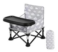 LADIDA Portable Baby High Chair with Removable Tray - Foldable Travel Highchair with Travel Bag,Cloud Print Folding Booster Feeding Chair for Indoor Outdoor, Beach, Picnic 304