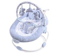 LADIDA Soft Light Blue Baby Bouncer, Soothing Vibrations and Music, Removable Toy Bar with 3 Toys Suitable for Newborns