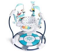 LADIDA Stationary Jumperoo Baby Bouncer Chair Acrobat - 360° Rotating Seat, Musical Toys, and Adjustable Heights (Nautical Activity Blue)