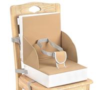 LADIDA Toddler Booster Seat,Portable Baby Booster for Dining Table,Travel Toddler Chair with Adjustable Straps,Lightweight,Compact Design, Easy to Clean (Khaki)