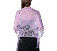 Ladiery Floral Lace Shawl with Tassels, Soft Wrap for Wedding Evening Party