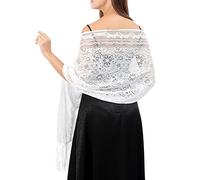 Ladiery Lace Shawls and Wraps For Evening Party, Soft Cashew Floral Lightweight Scarf With Fringe for Bride Wedding/Travel