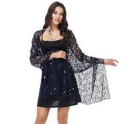 Ladiery Sparkly Shawls and Wraps for Evening Dresses,Sequin Lace Wedding Shawl with Rhinestones, Formal Stole for Party