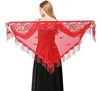 Ladiery Triangle Lace Shawls and Wraps for Evening Dresses with Tassels for Evening Party Mesh Wedding Shawls