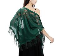 Ladiery Triangle Lace Shawls and Wraps for Evening Dresses with Tassels for Evening Party Mesh Wedding Shawls