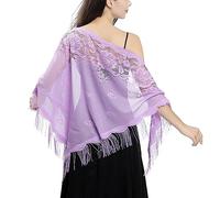Ladiery Triangle Lace Shawls and Wraps for Evening Dresses with Tassels for Evening Party Mesh Wedding Shawls