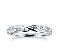 Ladies 0.09 Total Carat Weight Diamond Set Kiss Wedding Ring In 9 Carat White Gold - Ring Size K