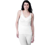 Ladies 100% Cotton French Neck Spencer Plain & Lace Underwear Womens Tops, White Comfortable Sleepwear and Loungewear Base Layer Women UK Size S-3XL (UK, Alpha, M, Regular, Regular, White Lace)
