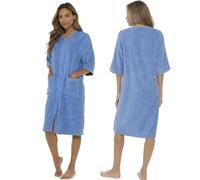 Ladies 100% Cotton Terry Towelling Zip-Through Robe - Lightweight Bathrobe/Dressing Gown - Spa Quality, Soft & Absorbent - Pink, Lilac, Mint - Sizes 8/10 to 20/22