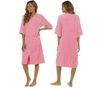Ladies 100% Cotton Terry Towelling Zip-Through Robe - Lightweight Bathrobe/Dressing Gown - Spa Quality, Soft & Absorbent - Pink, Lilac, Mint - Sizes 8/10 to 20/22