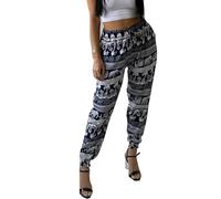 Ladies 100% Cotton Trousers in Various Elephant Prints Harem Style Pants Cuffed Ankle Leg Casual Tavel Holiday Bottoms Pants Navy