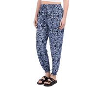 Ladies 100% Cotton Trousers in Various Elephant Prints Harem Style Pants Cuffed Ankle Leg Casual Tavel Holiday Bottoms Pants (UK, Alpha, S, M, Regular, Regular, Navy - Paisley Print)