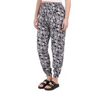 Ladies 100% Cotton Trousers in Various Elephant Prints Harem Style Pants Cuffed Ankle Leg Casual Tavel Holiday Bottoms Pants (UK, Alpha, L, XL, Regular, Regular, Black - Floral Print)