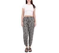 Ladies 100% Cotton Trousers in Various Elephant Prints Harem Style Pants Cuffed Ankle Leg Casual Tavel Holiday Bottoms Pants (UK, Alpha, S, M, Regular, Regular, Black - Paisley Print)
