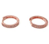 Ladies 18 Carat Rose Gold Plated Small Hoop Hinged Huggie Earrings with Cubic Zirconia for Women or Girls with Gift Box