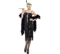 Smiffys Flapper Costume, Black with Dress, Sash Belt and Headpiece, 1920's Razzle Fancy Dress, Adult Dress Up Costumes