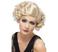Smiffys 20s Flirty Flapper Wig, Blonde Short and Wavy, 1920's Razzle Fancy Dress, 1920s Dress Up Wigs Halloween