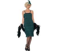 Ladies 1920s Green Flapper Dress Costume Gatsby Fancy Dress Outfit