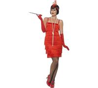 Flapper Costume Red Short Dress Headband Gloves 20-22 Adults 1920S Gatsby