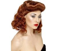 Smiffy's Wig - Pin Up Girl - 1940s WWII Style Loose Curls - Auburn
