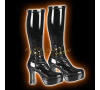 Ladies 1960/70s Black Gogo Platform Boots Size 4