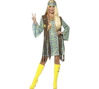 Ladies 1960's 60's Mini Retro Hippy Hippie GoGo Adult Womens Fancy Dress Costume