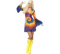 Ladies 1960's 60's Mini Retro Hippy Hippie GoGo Adult Womens Fancy Dress Costume