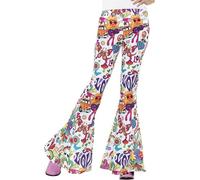 Ladies 1960s Groovy Flared Trousers Hippie Fancy Dress Costume