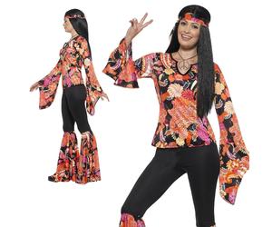 Ladies 1960s Hippy Costume Willow Hippie Womens 1970s Fancy Dress Outfit New
